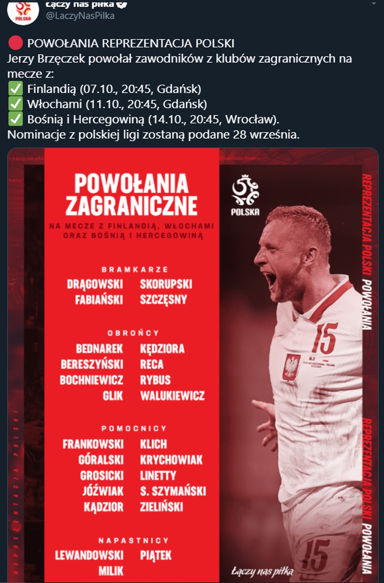 ZAGRANICZNE POWOŁANIA na najbliższe mecze kadry!